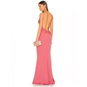Elegant Pink Backless Evening Gown
